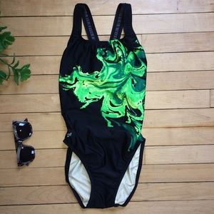 slime green bathing suit